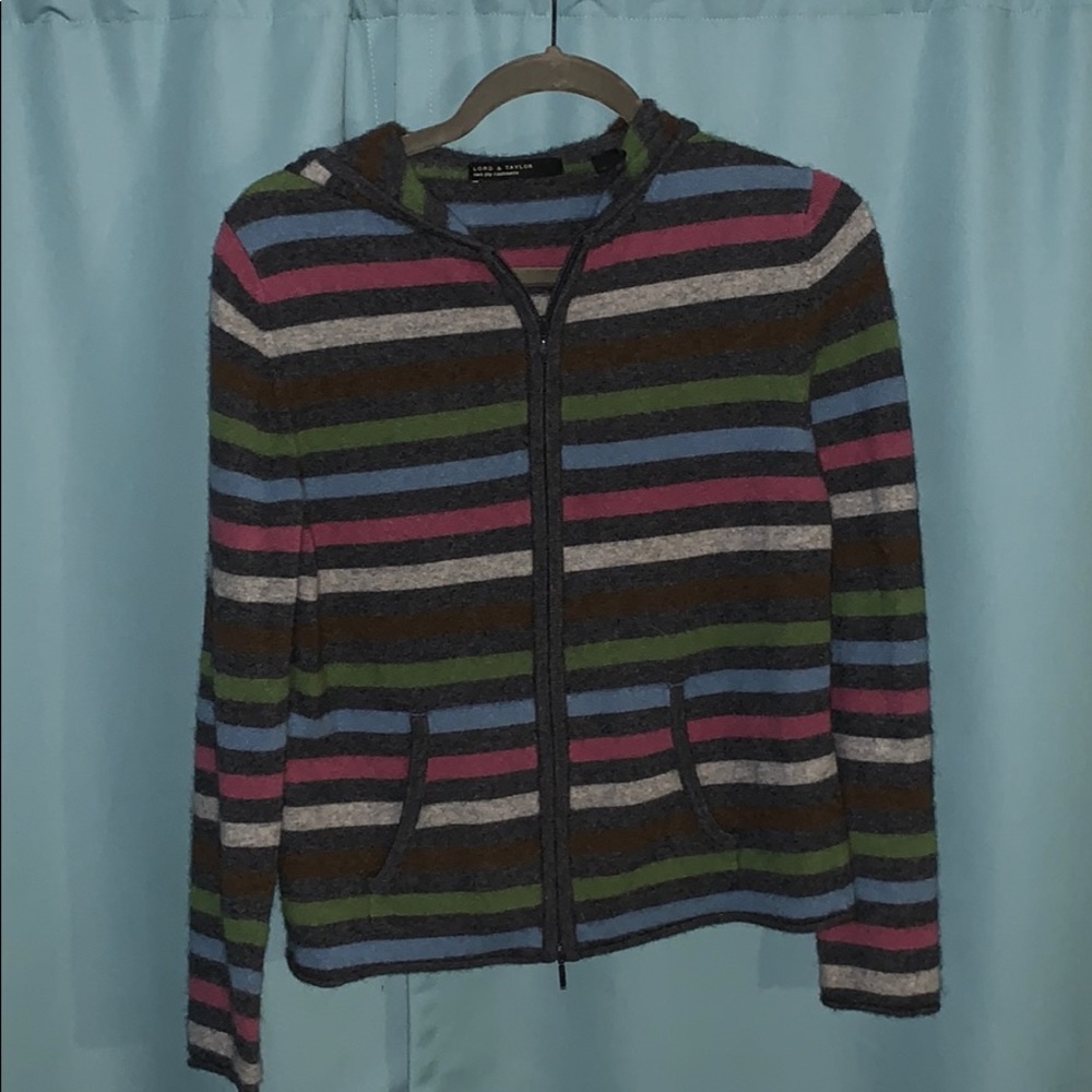 Lord and Taylor cashmere striped sweater MP